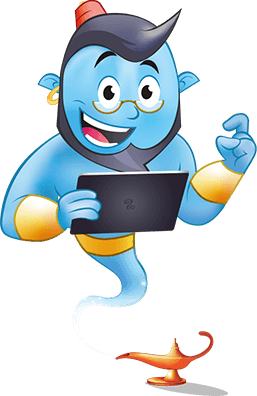 Genie with tablet